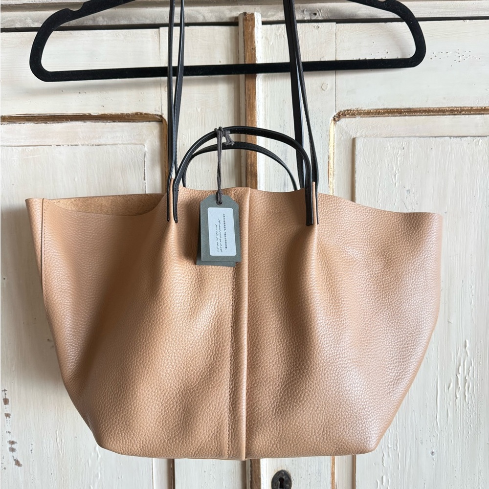 NWT All Saints Odette East West Leather Tan  Tote Bag